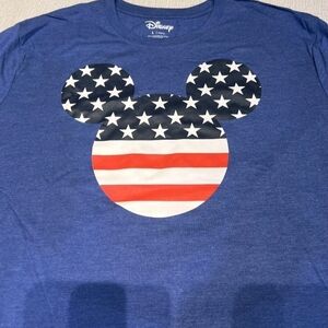 Disney Mickey Mouse Blue T-Shirt Family Fun American Flag Ears Size Large Unisex